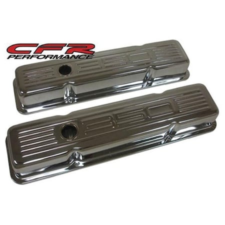 Handson Tall Steel Valve Covers - Chrome with 350 Logo for 1958-86 Chevy Small Block 350 HA1320778